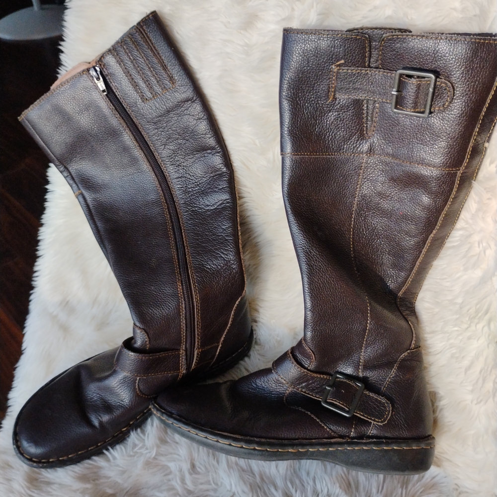 Cabela's Brown Leather Tall Buckle Riding Boots